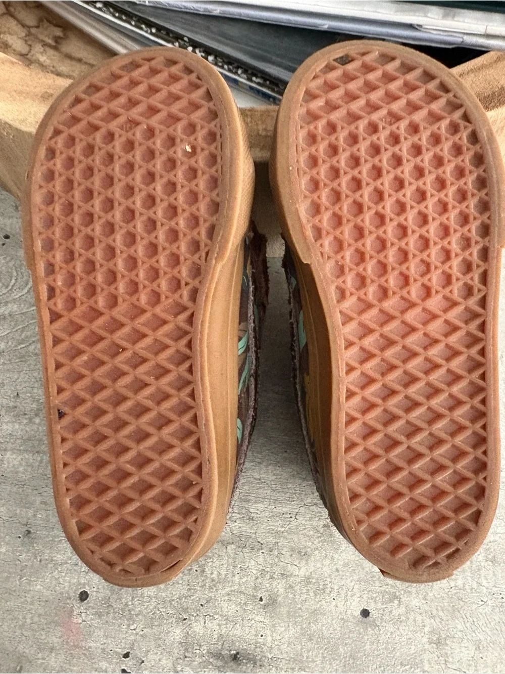 Vans Sk8-Mid Sloth Brown Suede Leaf Print Velcro size 8 toddler